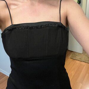 90s Zum Zum Black Backless Maxi Dress with Delicate String straps